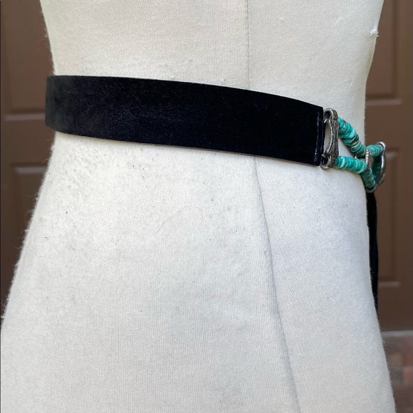 Streets Ahead black suede belt turquoise accents - Picture 4 of 6